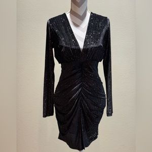 NWT Tyche Black Metallic Velvet Dress, Size M